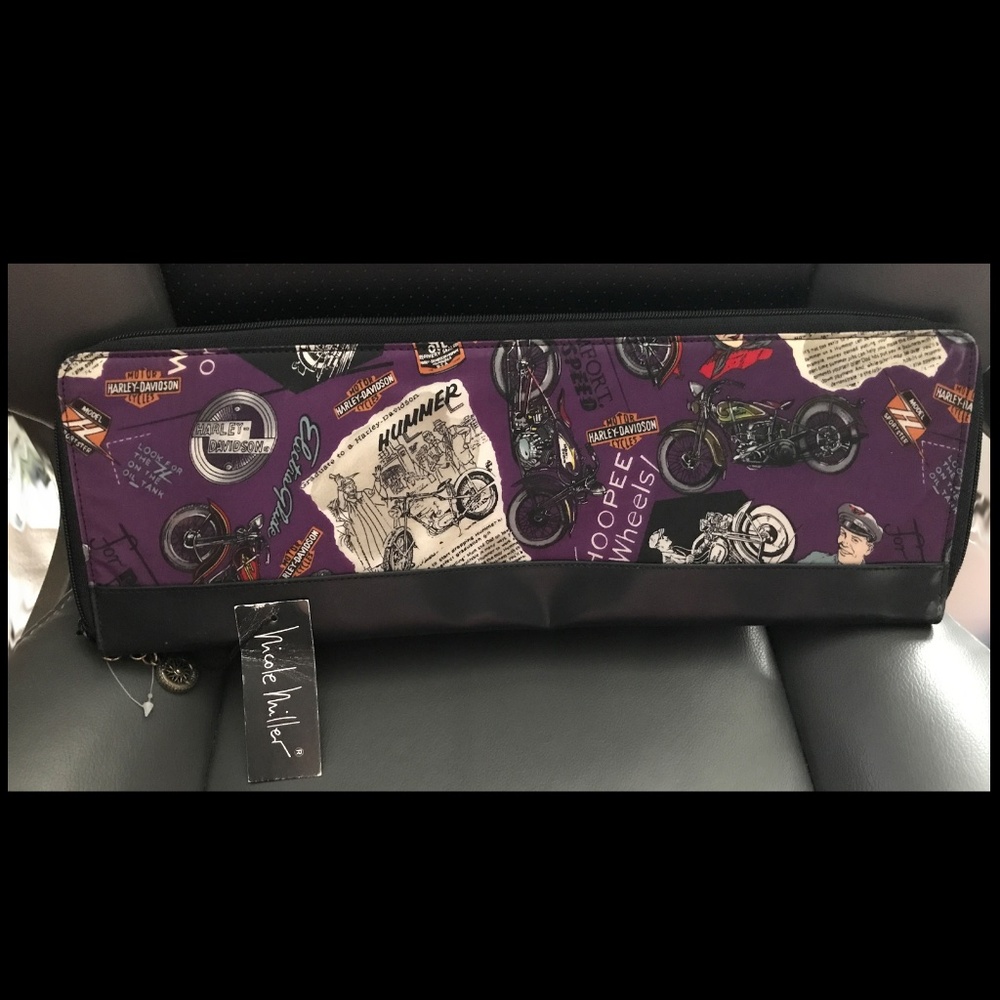 Vintage Nicole Miller Harley Davidson "Whoopee on Wheels" Silk Tie Case NWT